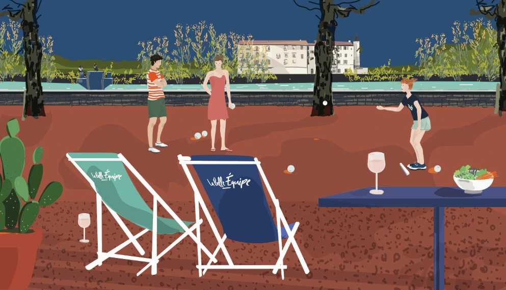 Illustration de La Belle Équipe : terrasse et transats au bord de la Saône, Lyon 9